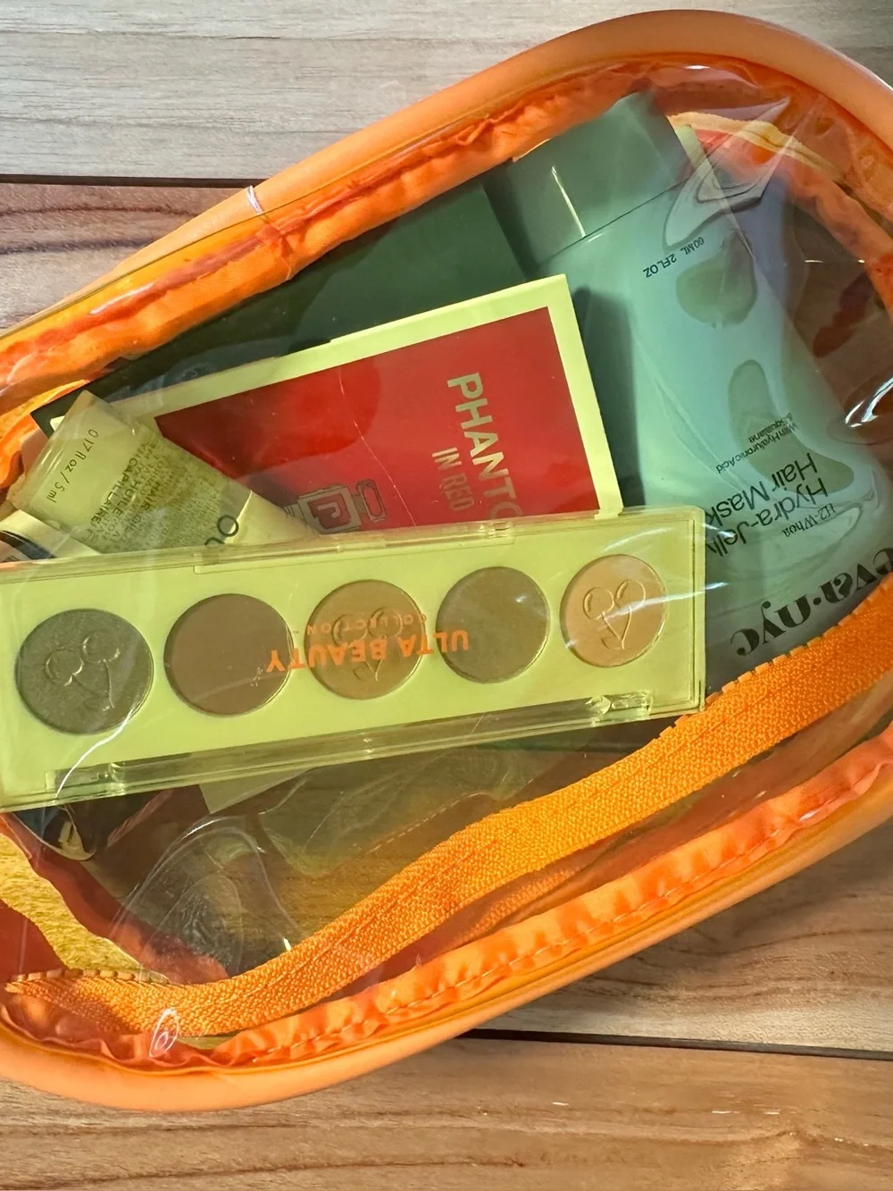 Beauty Bundle with Orange Clear Travel Cosmetic Bag NWT
